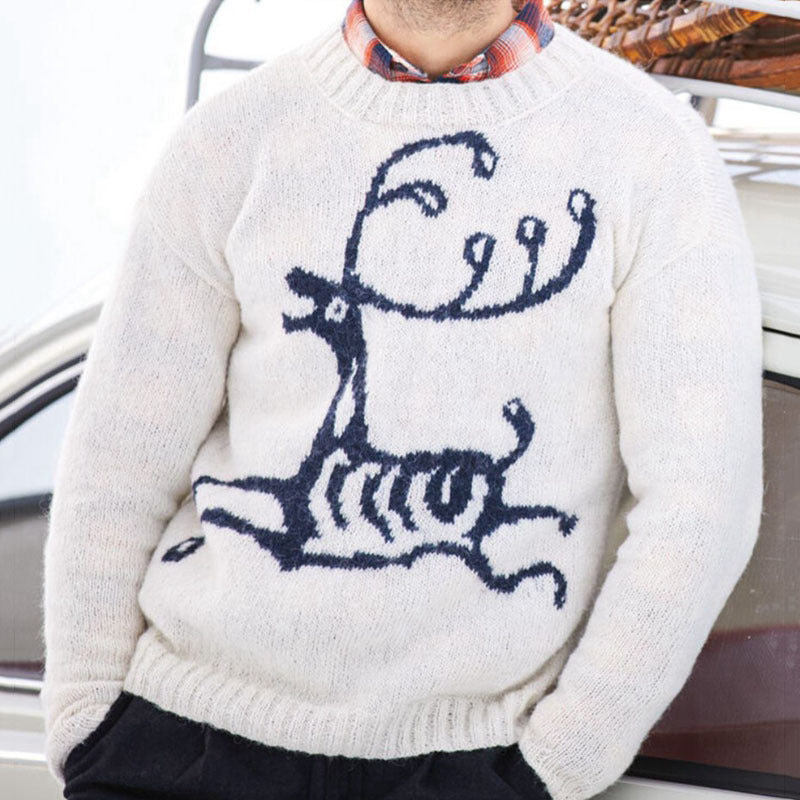 Men's sweater with festive reindeer motif and high-quality wool blend Skorter