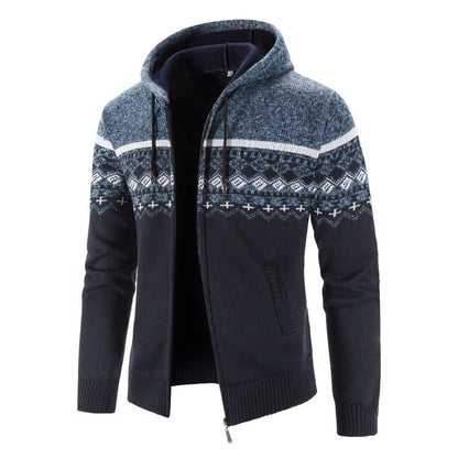 Men's cardigan with modern Norwegian pattern and high collar Skorter