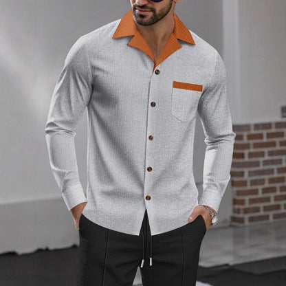 Men's stylish long-sleeve shirt with textured design and practical chest pocket Skorter