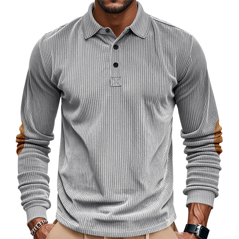 Men's Long Sleeve Shirt with Textured Surface and Trendy Leather Applications Skorter