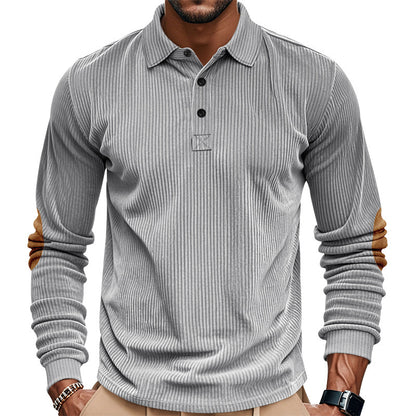 Men's Long Sleeve Shirt with Textured Surface and Trendy Leather Applications Skorter