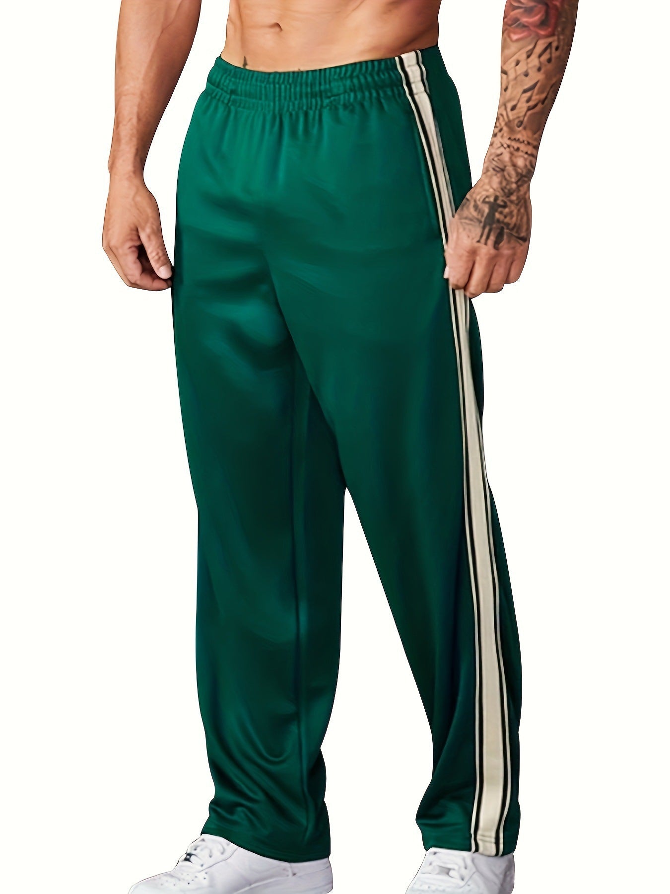 Men's Sporty Casual Pants with Side Stripe Skorter