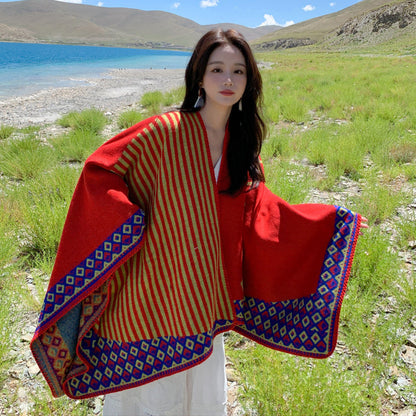 Skorter | Ethical Tibetan shawl cape Warm scarf