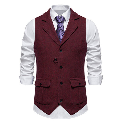 Men's suit vest in modern herringbone design with practical pockets Skorter