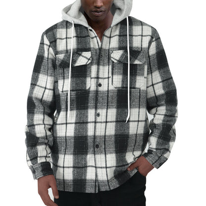 Men's shirt with hood in casual check pattern Skorter