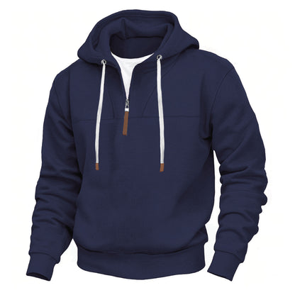 Men's sporty hoodie with half zip and elastic cuff Skorter