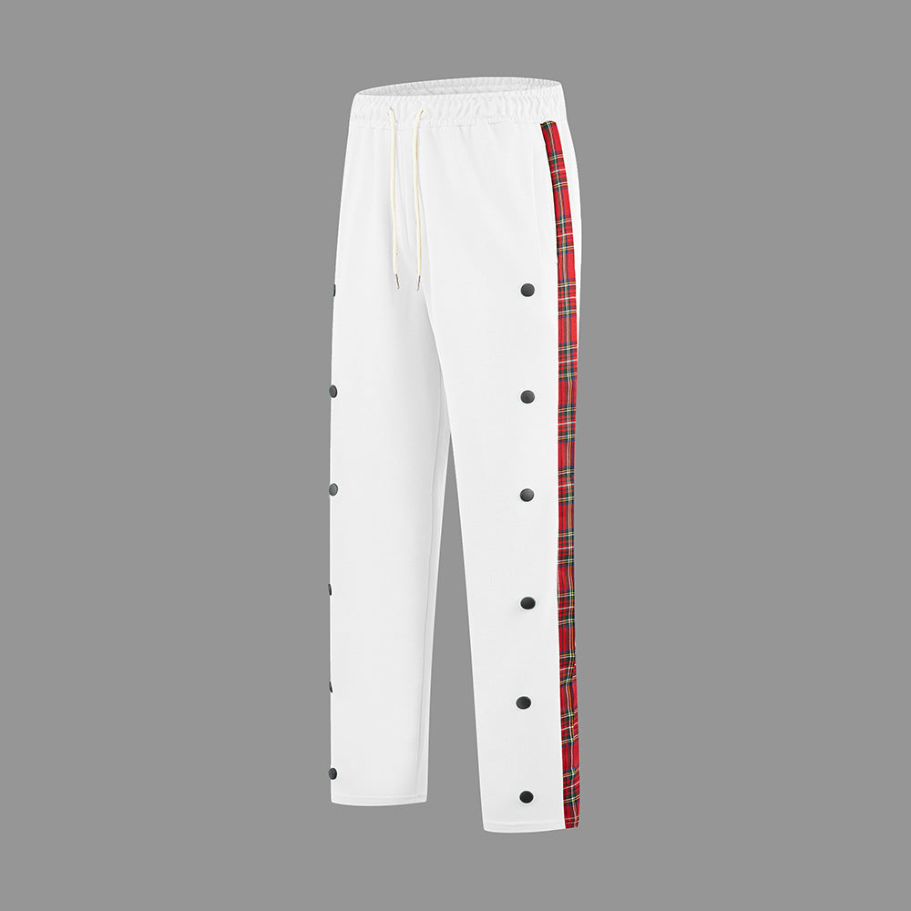 Men's Sporty Jogging Pants with Snap Button Design and Elastic Waistband Skorter