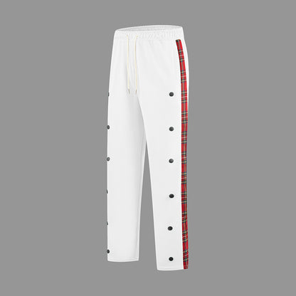 Men's Sporty Jogging Pants with Snap Button Design and Elastic Waistband Skorter