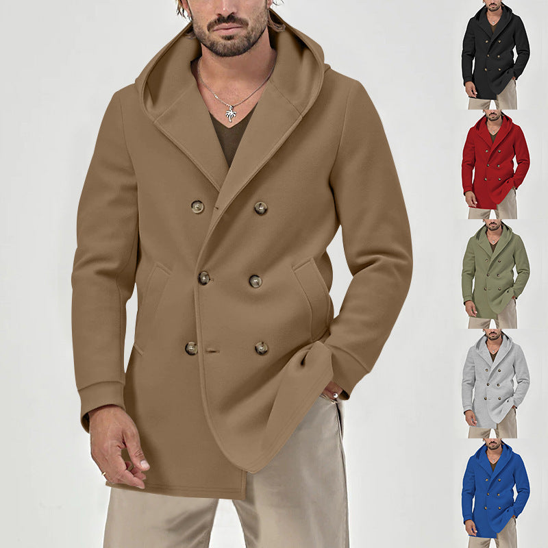 Men's stylish double talent coat with hood and elegant button placket Skorter