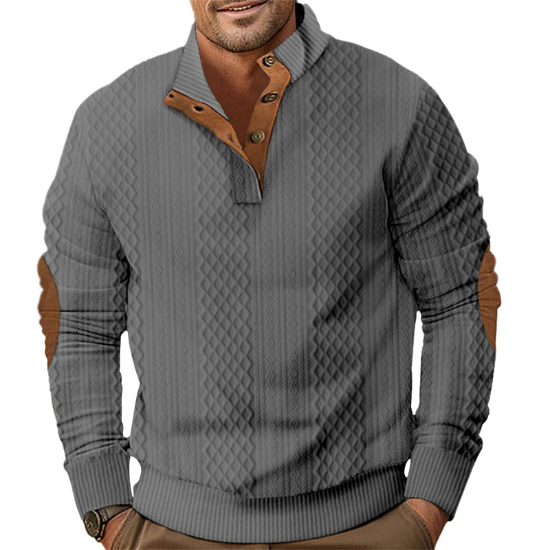 Men's stylish knit sweater with innovative collar and elegant contrast details Skorter