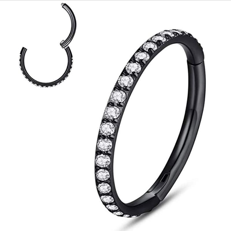 Skorter | Titanium labret with diamond-set seamless ear cartilage ring