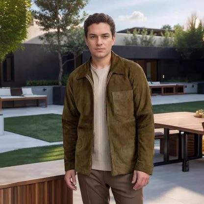 Men's suede jacket in minimalist design Skorter