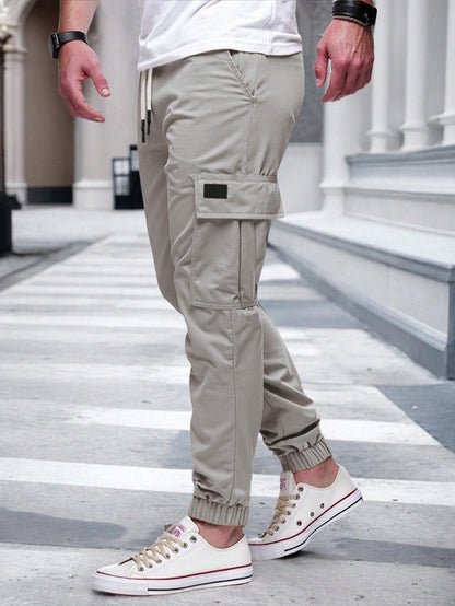 Men's Cargo Joggers with Elastic Waistband and Several Practical Pockets Skorter