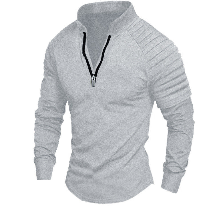 Men's sporty long-sleeve shirt with half-length zipper Skorter