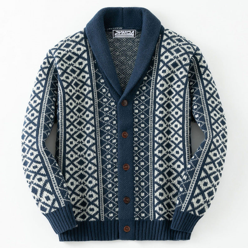 Men's cardigan with traditional Nordic pattern Skorter