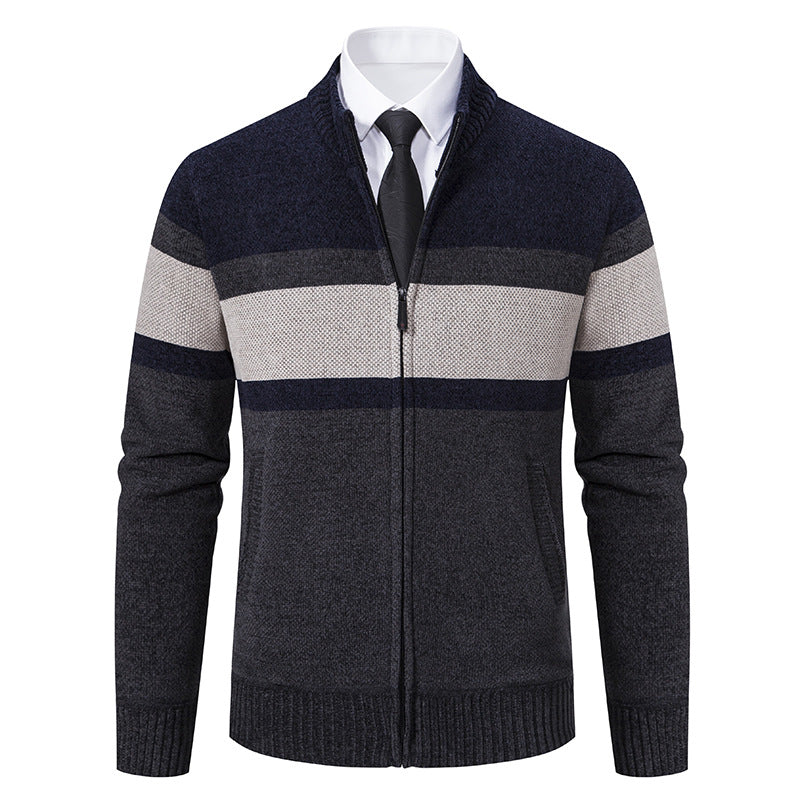 Men's cardigan with textured design and high-collar Skorter