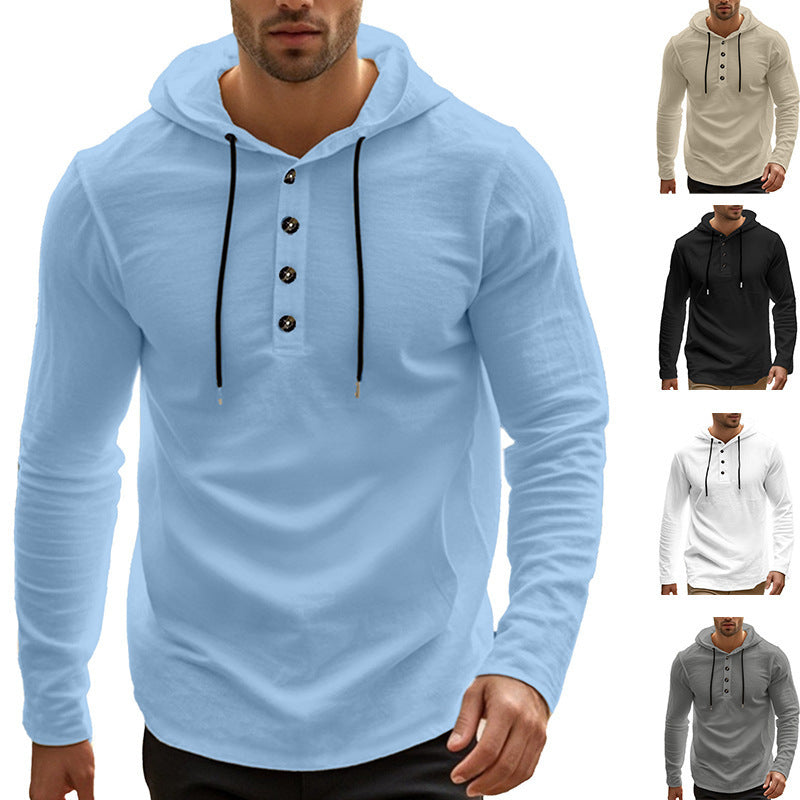 Men's hooded sweater with two-button closure and sporty cut Skorter