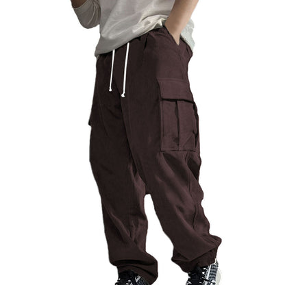 Men's Stylish Cargo Pants with Side Pockets and Elastic Waistband Skorter