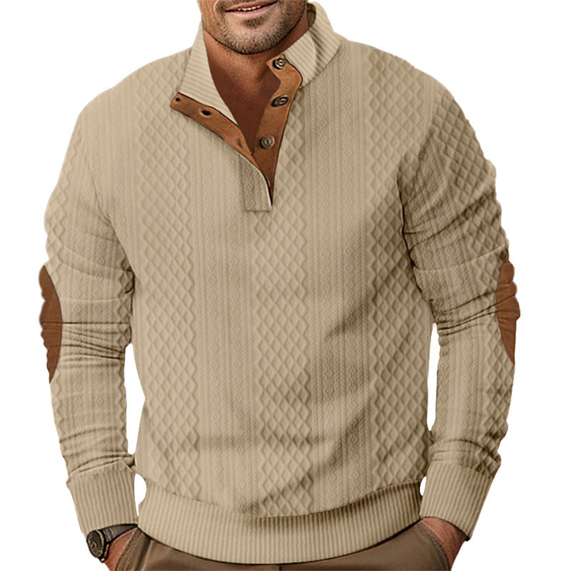 Men's stylish knit sweater with innovative collar and elegant contrast details Skorter