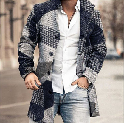 Men's wool coat in modern check design with tailored fit Skorter