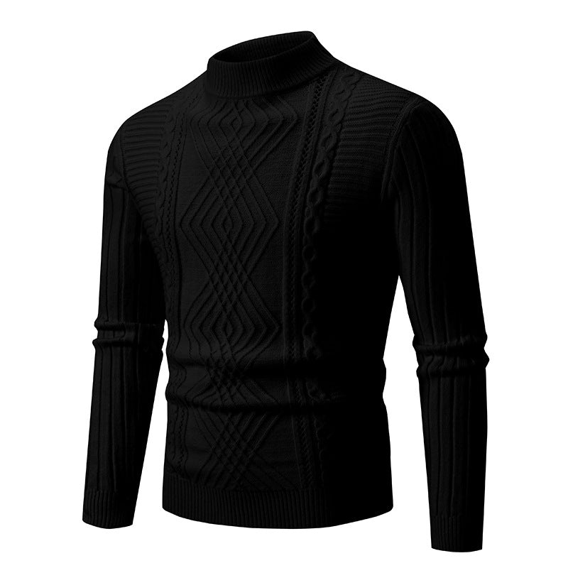 Men's turtleneck sweater made of high-quality cotton with structured cable pattern Skorter