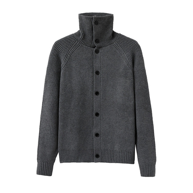 Herrkofta med mjukt ribbstickat mönster och button-down-krage Skorter