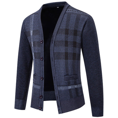 Men's cardigan with stylish check pattern by Skorter
