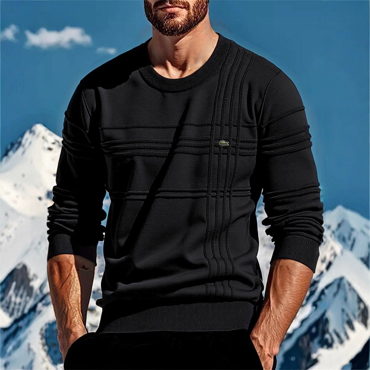 Men's stylish knitted sweater with unique texture details Skorter
