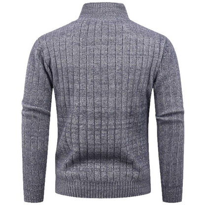 Men's turtleneck sweater with high-quality ribbed structure and modern zipper Skorter