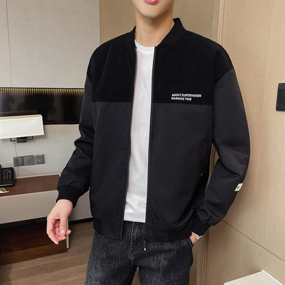 Herrbomberjacka med randig manchester och trendigt tryck Skorter