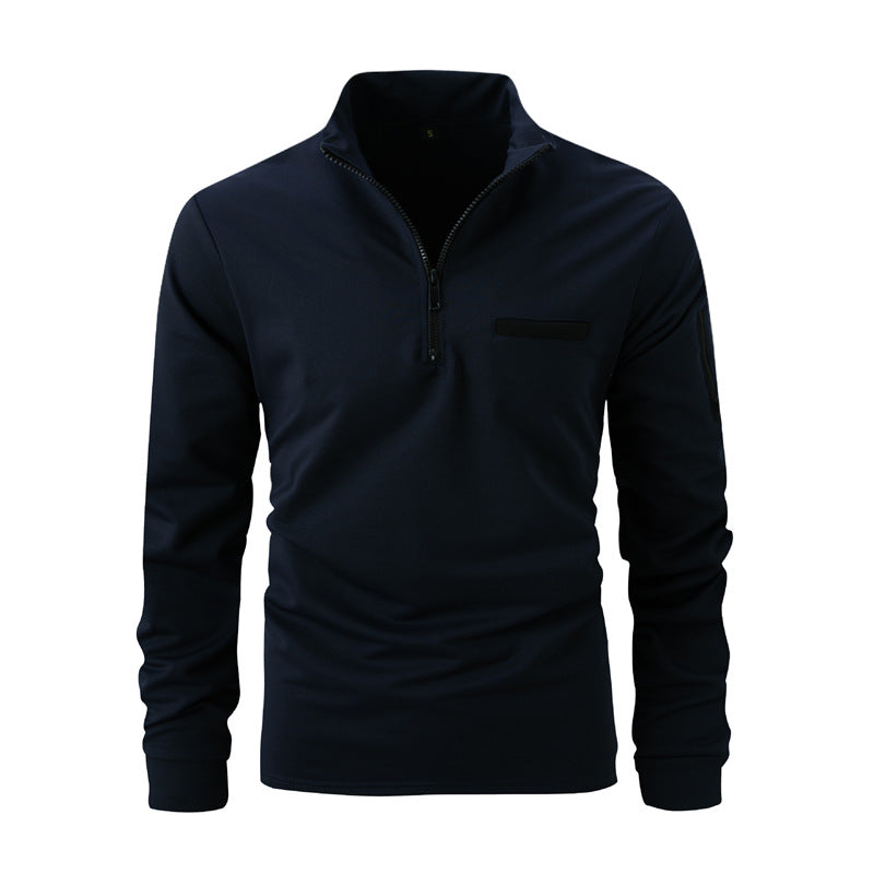 Men's sporty sweater with half zip and practical pockets Skorter