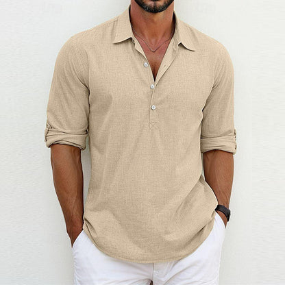 Men's stylish shirt with three-quarter sleeves and button placket Skorter
