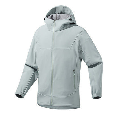 Men's Breathable Softshell Jacket with Adjustable Hood System Skorter