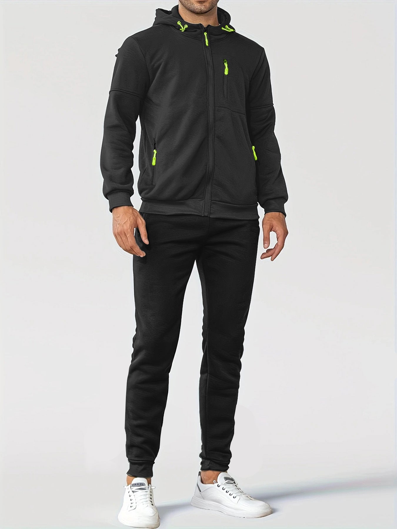 Men's Sporty Sweat Jacket and Jogging Pants Set with Functional Pockets Skorter