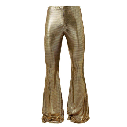 Men's shiny party pants with wide leg and mesh design Skorter