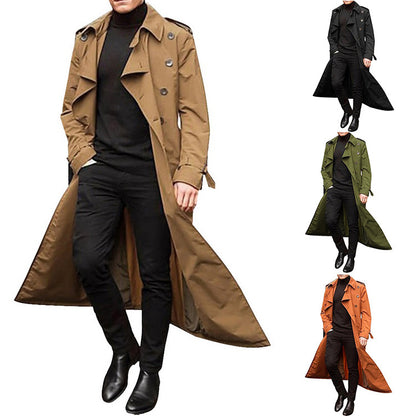 Men's elegant trench coat with deep lapels and concealed buttons Skorter