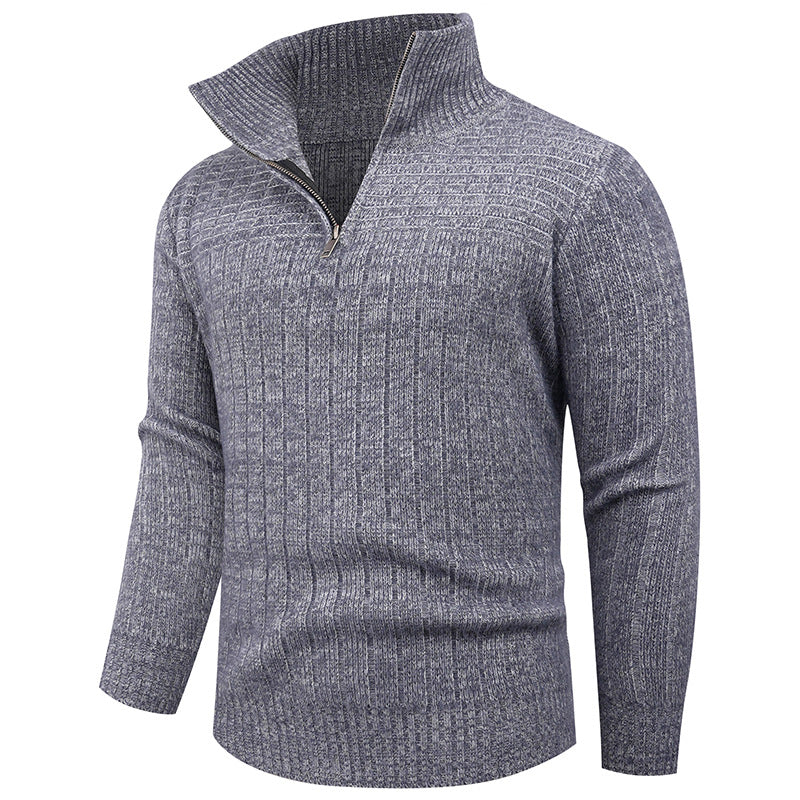Men's turtleneck sweater with high-quality ribbed structure and modern zipper Skorter