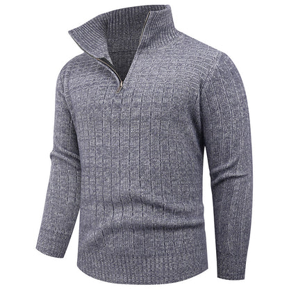 Men's turtleneck sweater with high-quality ribbed structure and modern zipper Skorter