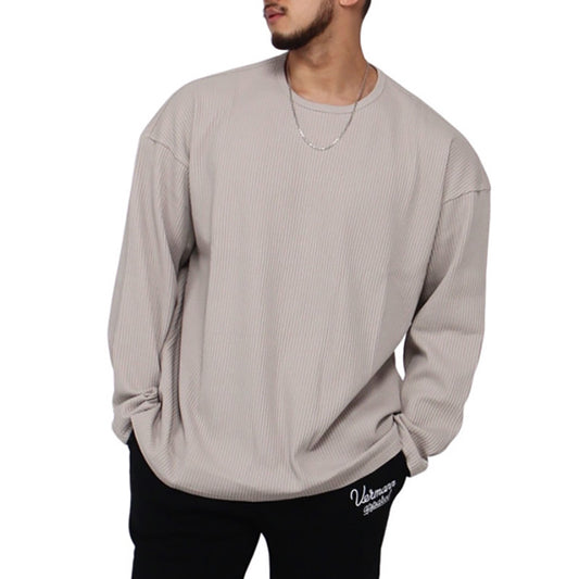 Men's long sleeve shirt with textured rib pattern and modern fit Skorter