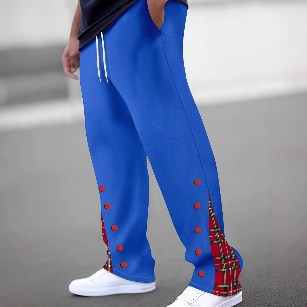 Men's Sporty Jogging Pants with Contrasting Snap Buttons and Breathable Fabric Skorter