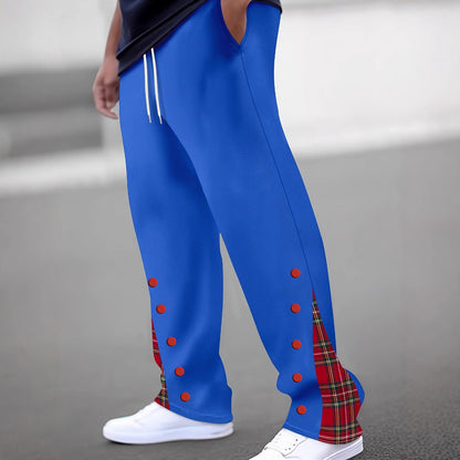 Men's Sporty Jogging Pants with Contrasting Snap Buttons and Breathable Fabric Skorter