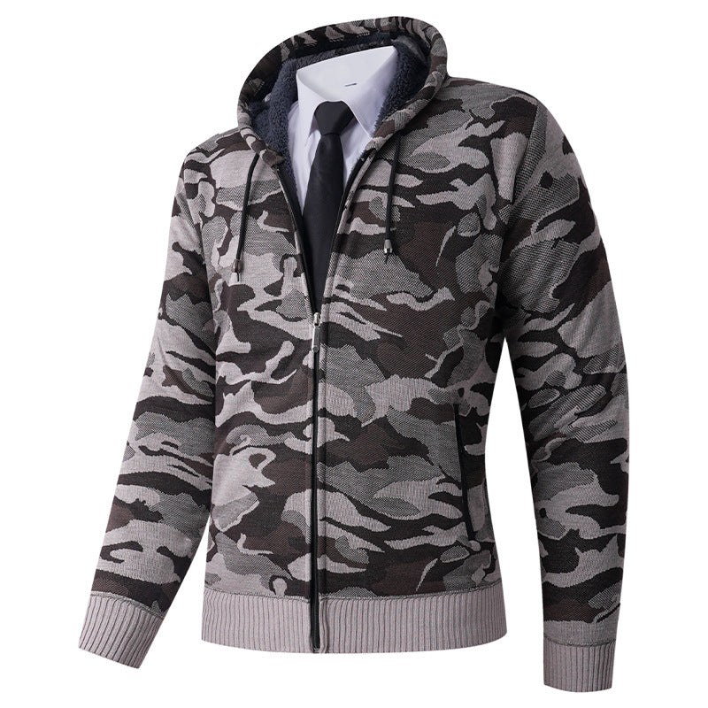 Men's stylish hoodie with lined hood and bold camouflage pattern Skorter
