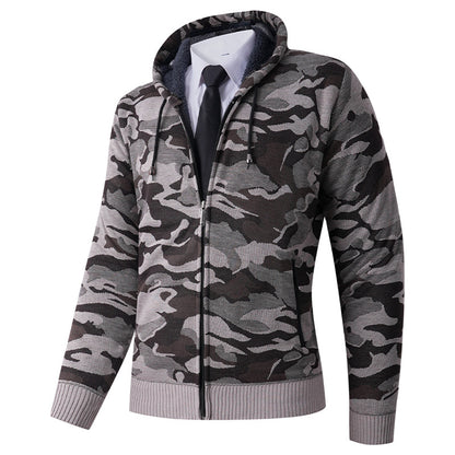 Men's stylish hoodie with lined hood and bold camouflage pattern Skorter
