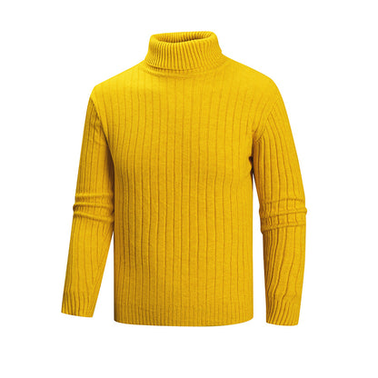 Men's elegant sweater with high collar and fine ribbed structure Skorter