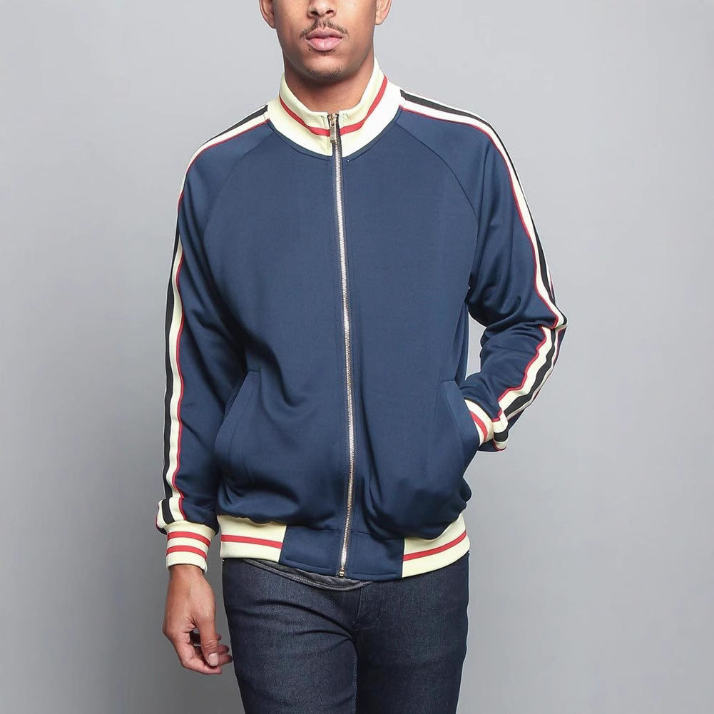 Men's sporty sweat jacket with contrasting color accents and high-quality zipper Skorter