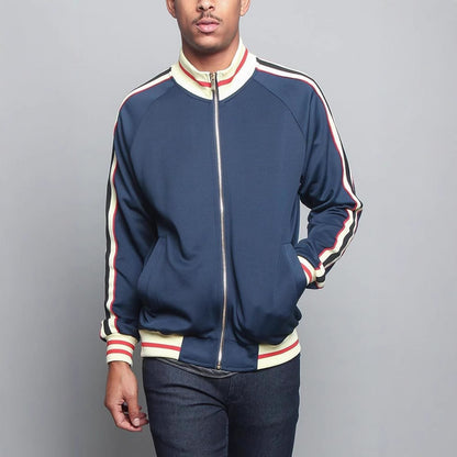 Men's sporty sweat jacket with contrasting color accents and high-quality zipper Skorter
