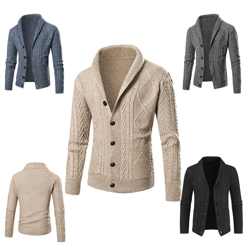 Herrkofta med elegant kabelmönster och knappslå Skorter