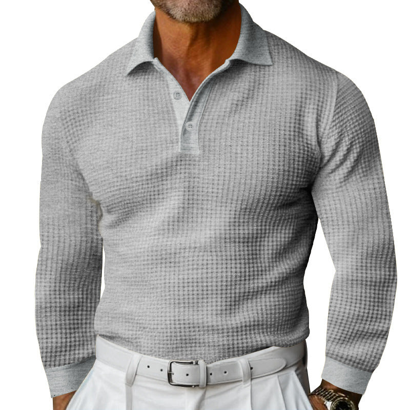 Men's stylish long sleeve shirt with textured design and modern button placket Skorter
