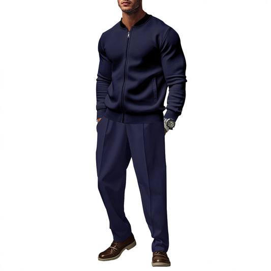 Men's sporty tracksuit with practical pockets and short zipper Skorter
