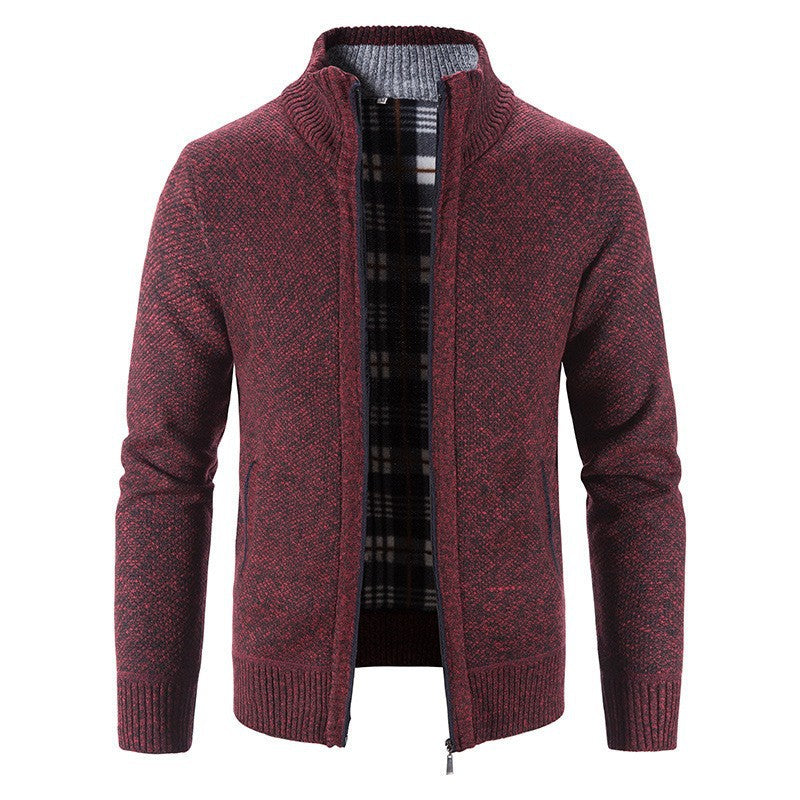 Men's Cardigan with High Collar and Luxurious Lining Skorter